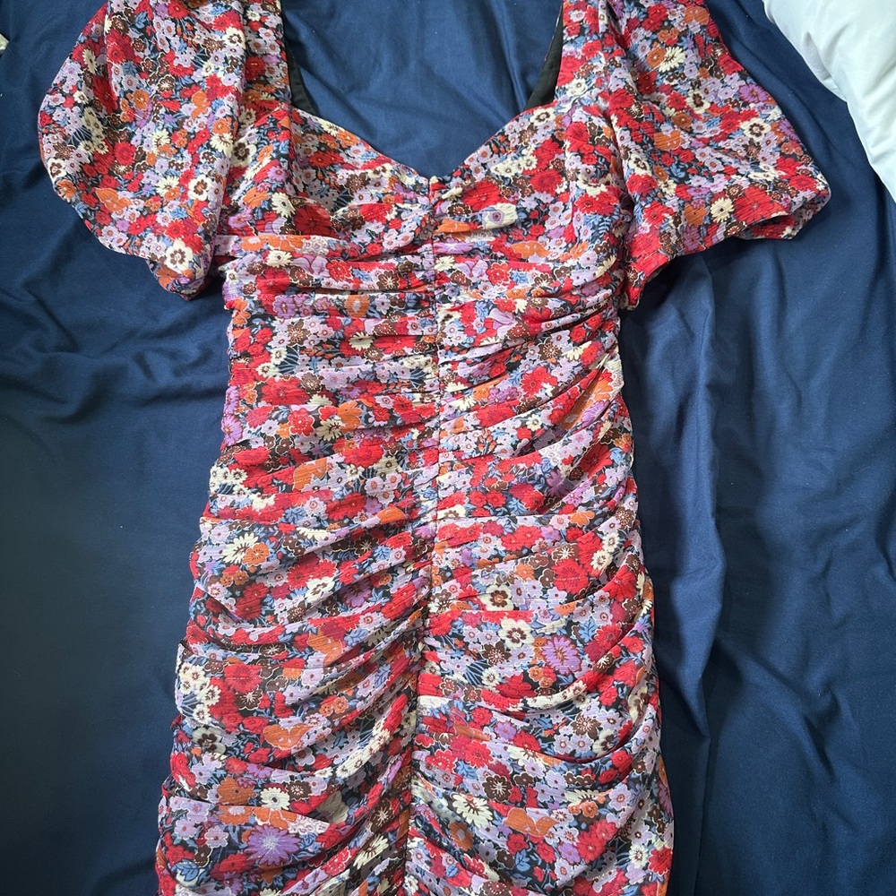 Zara Floral Mini Dress - Red and Purple
